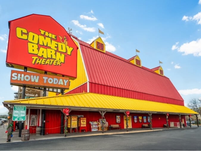 exterior image of the Comedy Barn
