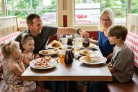 family dining at Frizzle Chicken Cafe